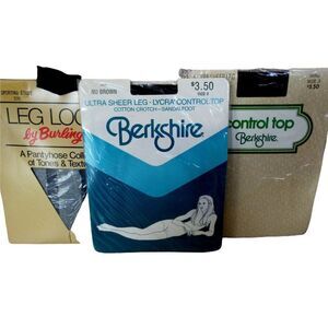 Vtg Pantyhose Stockings Berkshire Burlington 3 Sealed Pkgs Sandal Foot Colors